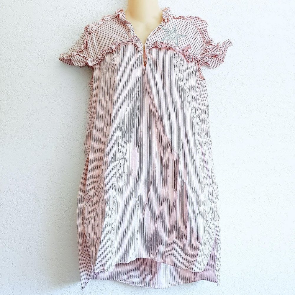 Sandro Striped Tunic Star Ruffle Dress Small